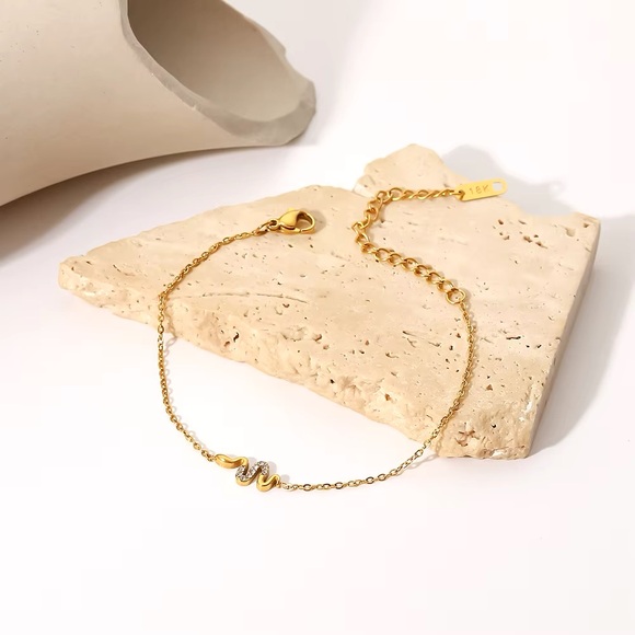 18K Gold Plated Dainty Bracelet*Snake Charm*Waterproof Jewelry*Bezel Diamond*JD - Picture 4 of 4